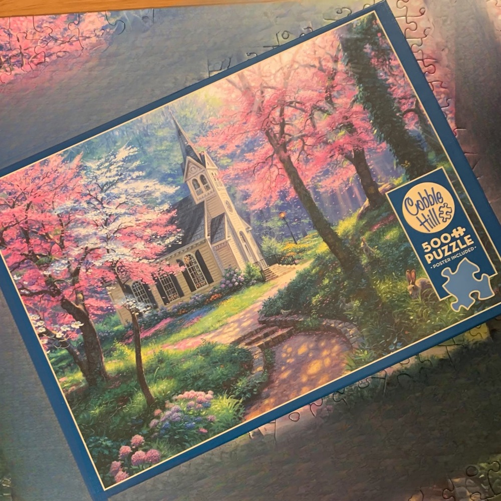 500 piece puzzle church in spring challenging